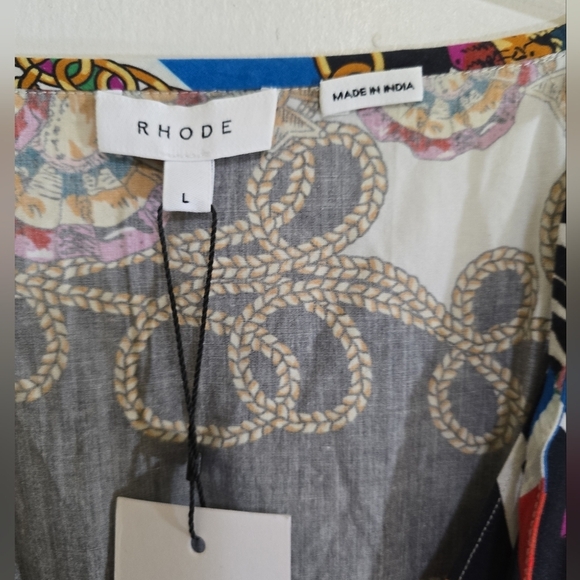 NWT Rhode Anya Smocked Mini Dress Nautical Chain Print Balloon Sleeves Large - Picture 11 of 11